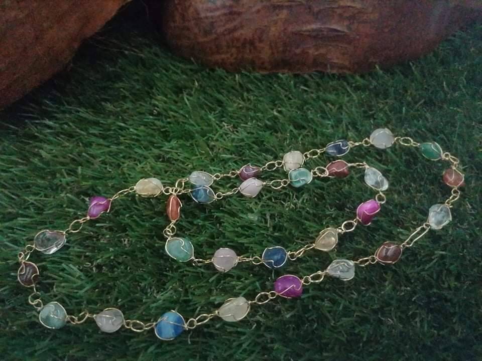 Handmade Gold plated necklace natural agate healing crystal bracelet citrine protection necklace