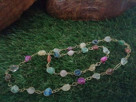 Handmade Gold plated necklace natural agate healing crystal bracelet citrine protection necklace