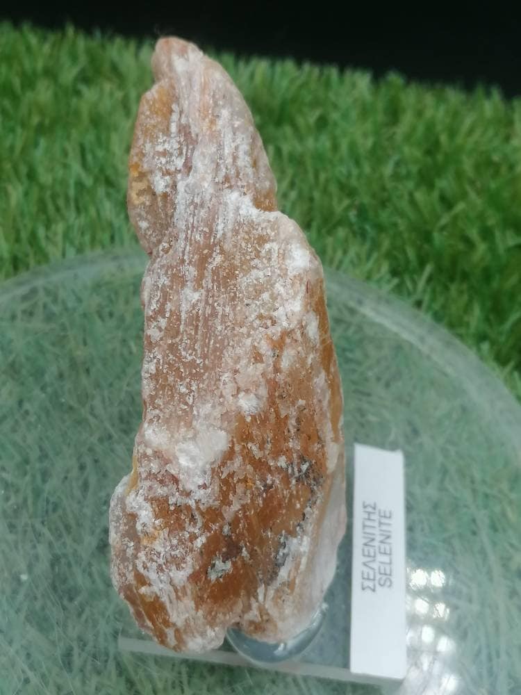 Greek red selenite oxidation of metal that is glued on plexiglass base collection Stone Spirit Healing Power Gift Decoration Protection