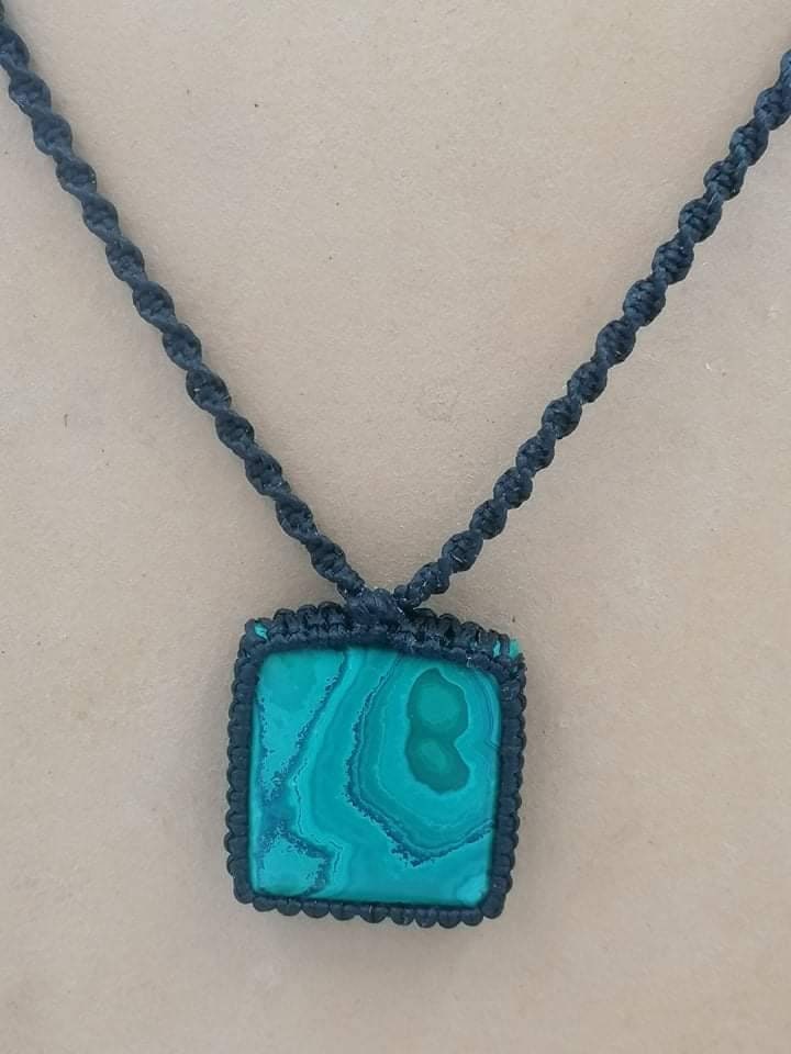 Malachite Crystal Healing Makrame Wrapped Necklace Protection Gift Accessories