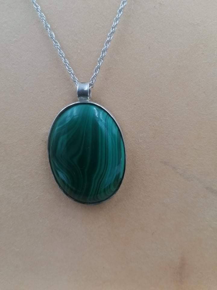 Malachite Crystal Necklace Sterling Silver 925
