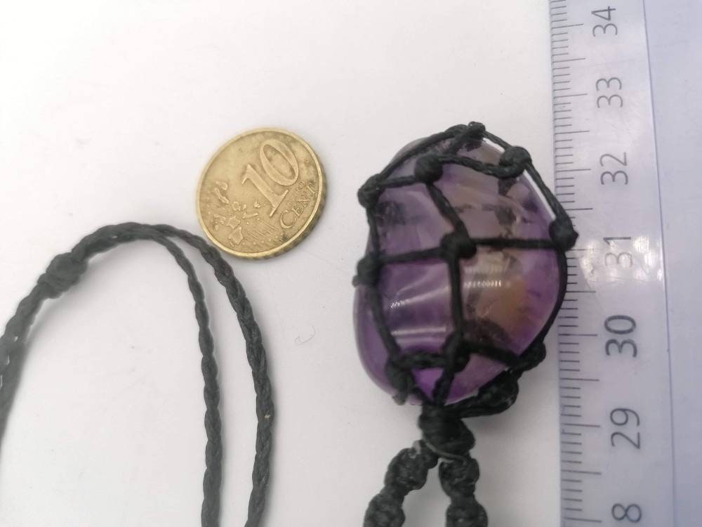 Natural Ametrine Macrame Wrapped Necklace Healing Crystal Accessories Zodiac Mineral Stone