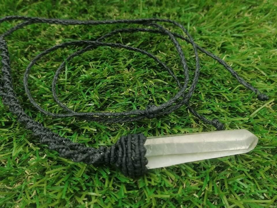 Quartz Crystal Rough Mineral Stone Brazilian Crystal Healing Makrame Wrapped Necklace Protetion Gift Accessories