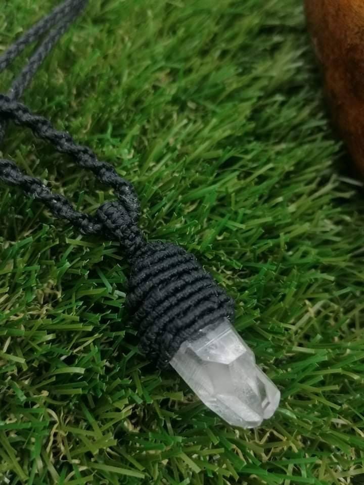 Quartz Crystal Rough Mineral Stone Brazilian Crystal Healing Makrame Wrapped Necklace Protection Gift Accessories