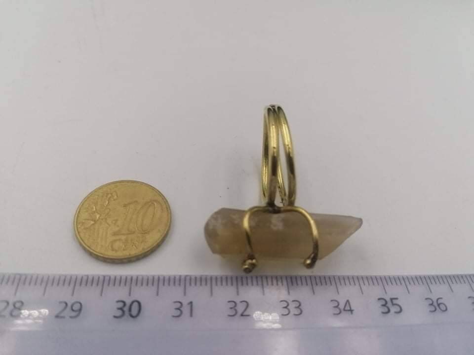 Heilring aus geräuchertem Quarz mit Citrinkristall – Meisterheiler, Chakra-Ausrichtung, Aura-Schutz, Verstärker