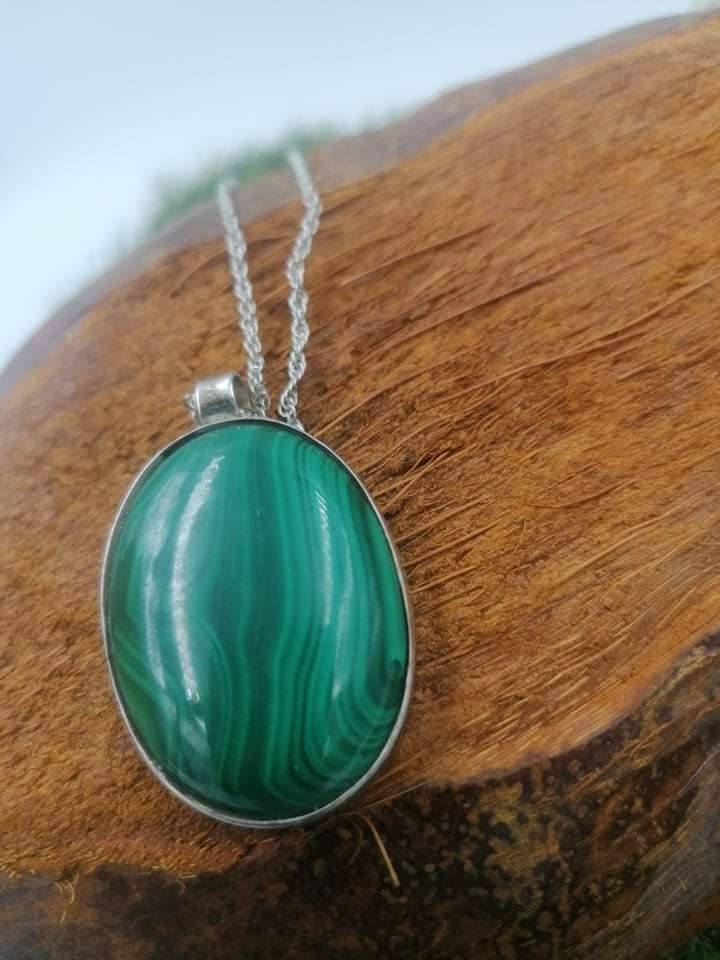 Malachite Crystal Necklace Sterling Silver 925
