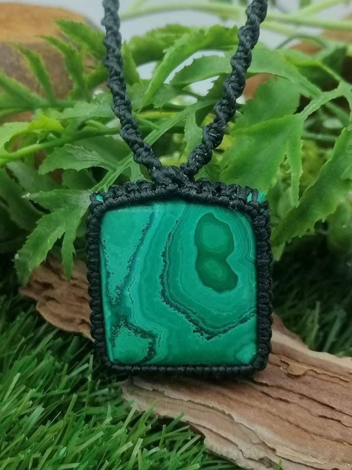 Malachite Crystal Healing Makrame Wrapped Necklace Protection Gift Accessories