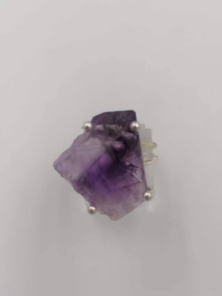 Amethyst Crystal Healing Ring Sterling Silver 925 - Master Healer, Chakra Alignment, Aura Protection, Amplifier Sterling Silver 925