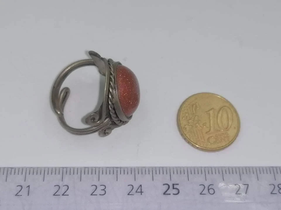 Sunstone Cabochon Ring: Adjustable Crystal Healing Jewelry