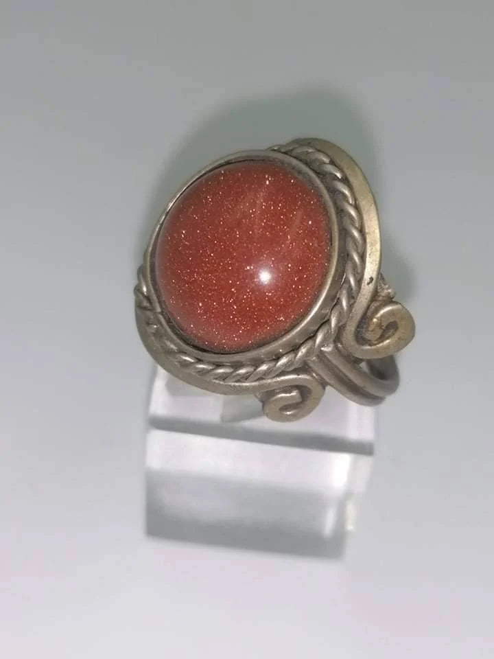 Sunstone Cabochon Ring: Adjustable Crystal Healing Jewelry