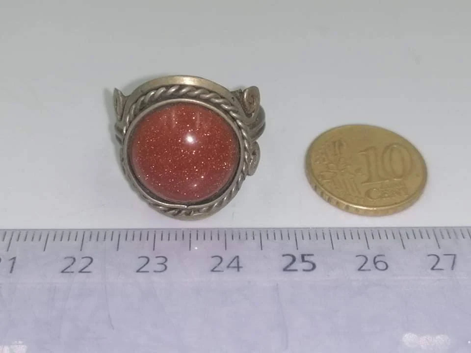 Sunstone Cabochon Ring: Adjustable Crystal Healing Jewelry