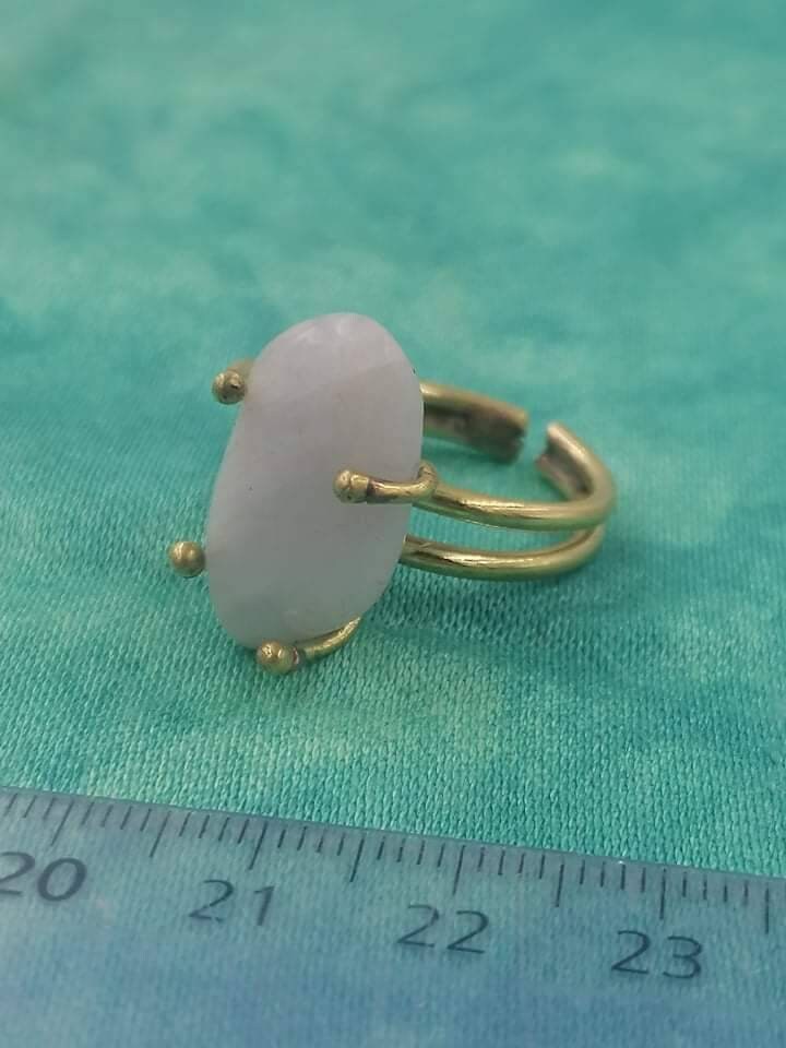 Moonstone Crystal Healing Ring - Master Healer, Chakra Alignment, Aura Protection, Amplifier