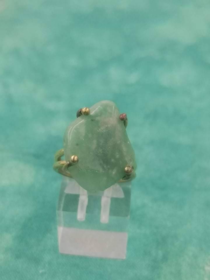 Amazonite Rough Crystal Healing Ring - Master Healer, Chakra Alignment, Aura Protection, Amplifier