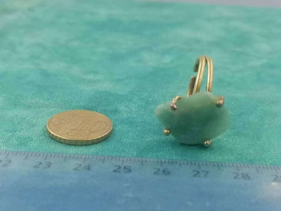 Amazonite Rough Crystal Healing Ring - Master Healer, Chakra Alignment, Aura Protection, Amplifier