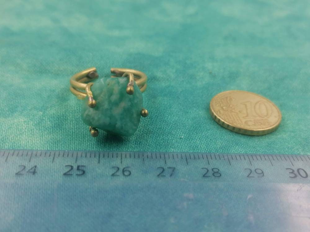 Amazonite Crystal Healing Ring - Master Healer, Chakra Alignment, Aura Protection, Amplifier