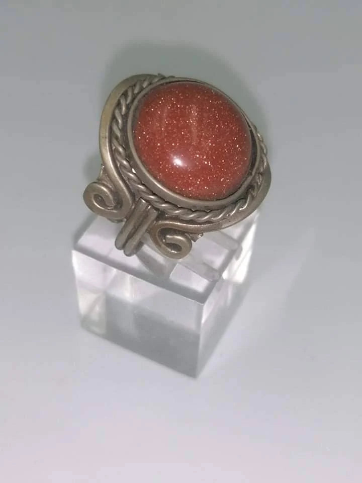 Sunstone Cabochon Ring: Adjustable Crystal Healing Jewelry