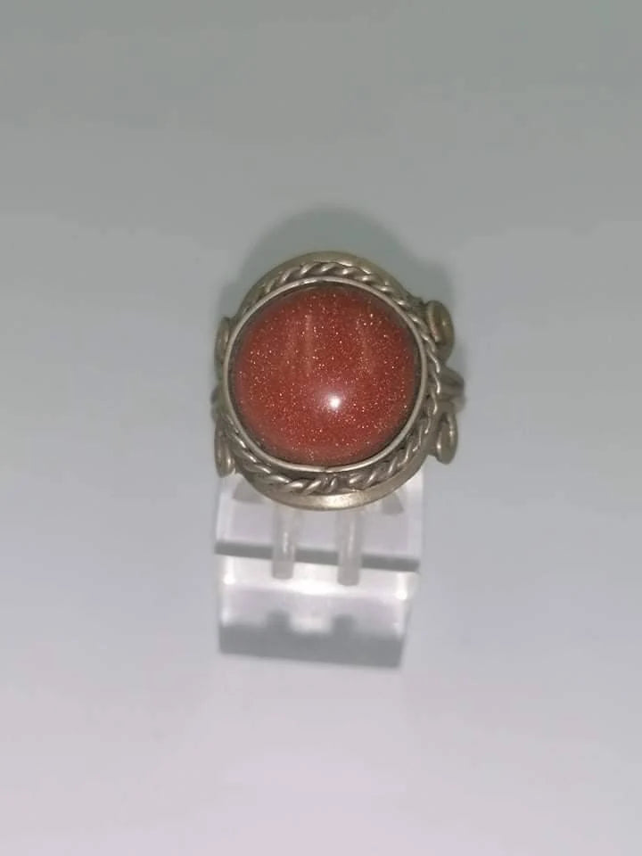 Sunstone Cabochon Ring: Adjustable Crystal Healing Jewelry