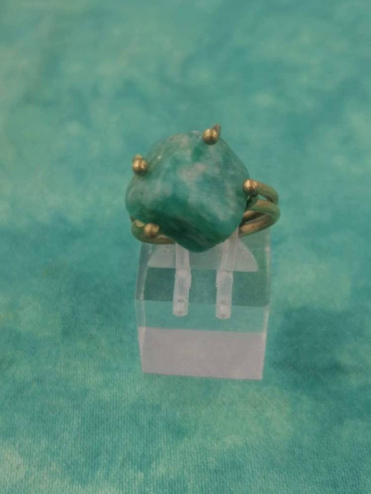 Amazonite Crystal Healing Ring - Master Healer, Chakra Alignment, Aura Protection, Amplifier