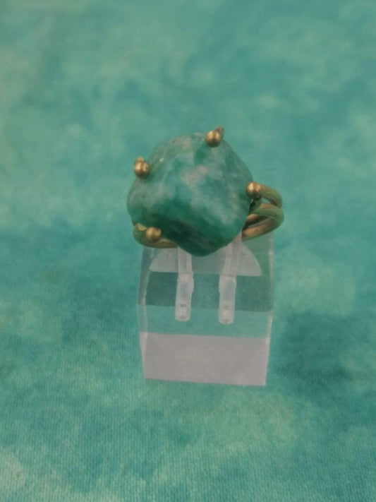Amazonite Crystal Healing Ring - Master Healer, Chakra Alignment, Aura Protection, Amplifier