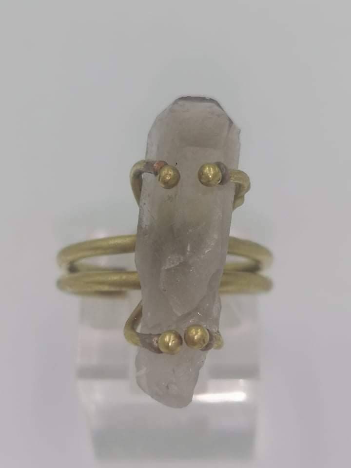 Smoky Quartz Crystal Ring Handmade