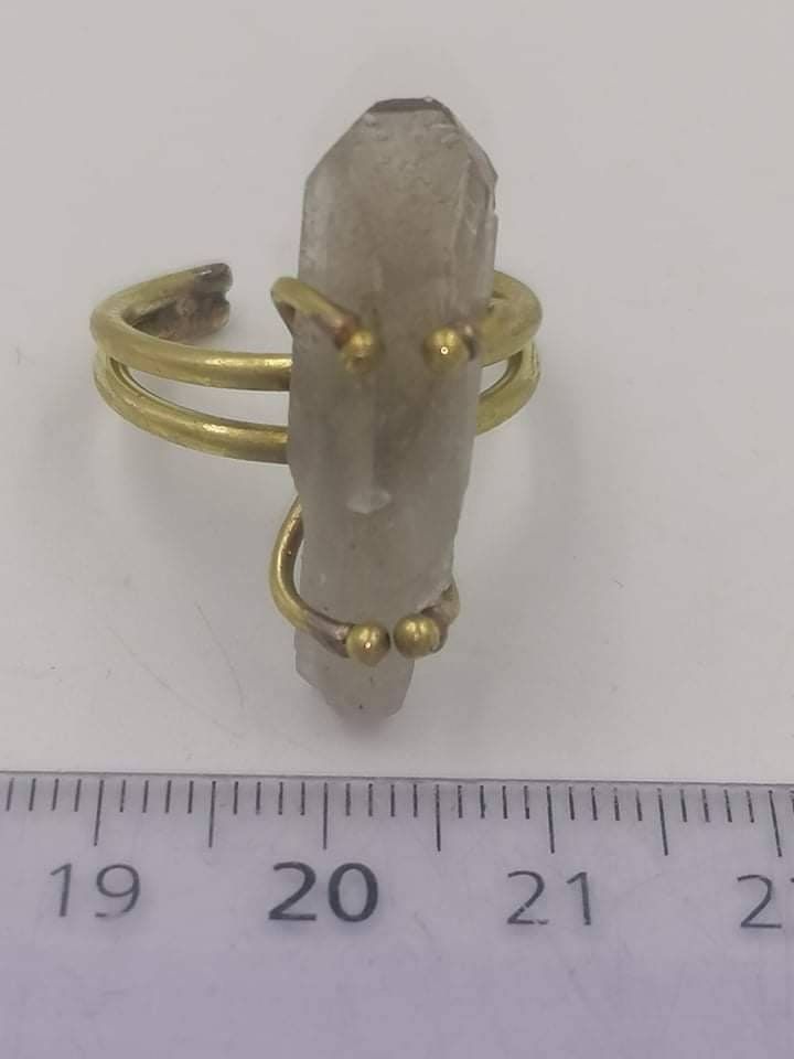 Smoky Quartz Crystal Ring Handmade