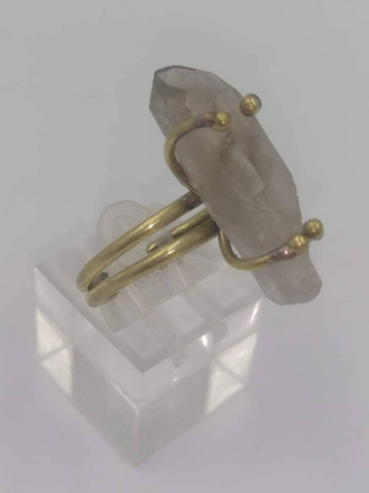 Smoky Quartz Crystal Ring Handmade
