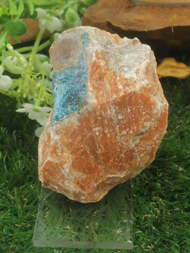 Natural Crystal Apatite Orange and Blue Collection Speciment Healing Stone Birtsthone Crystal Protection Decoration Mineral