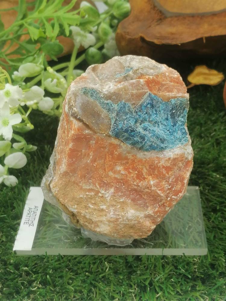 Natural Crystal Apatite Orange and Blue Collection Speciment Healing Stone Birtsthone Crystal Protection Decoration Mineral