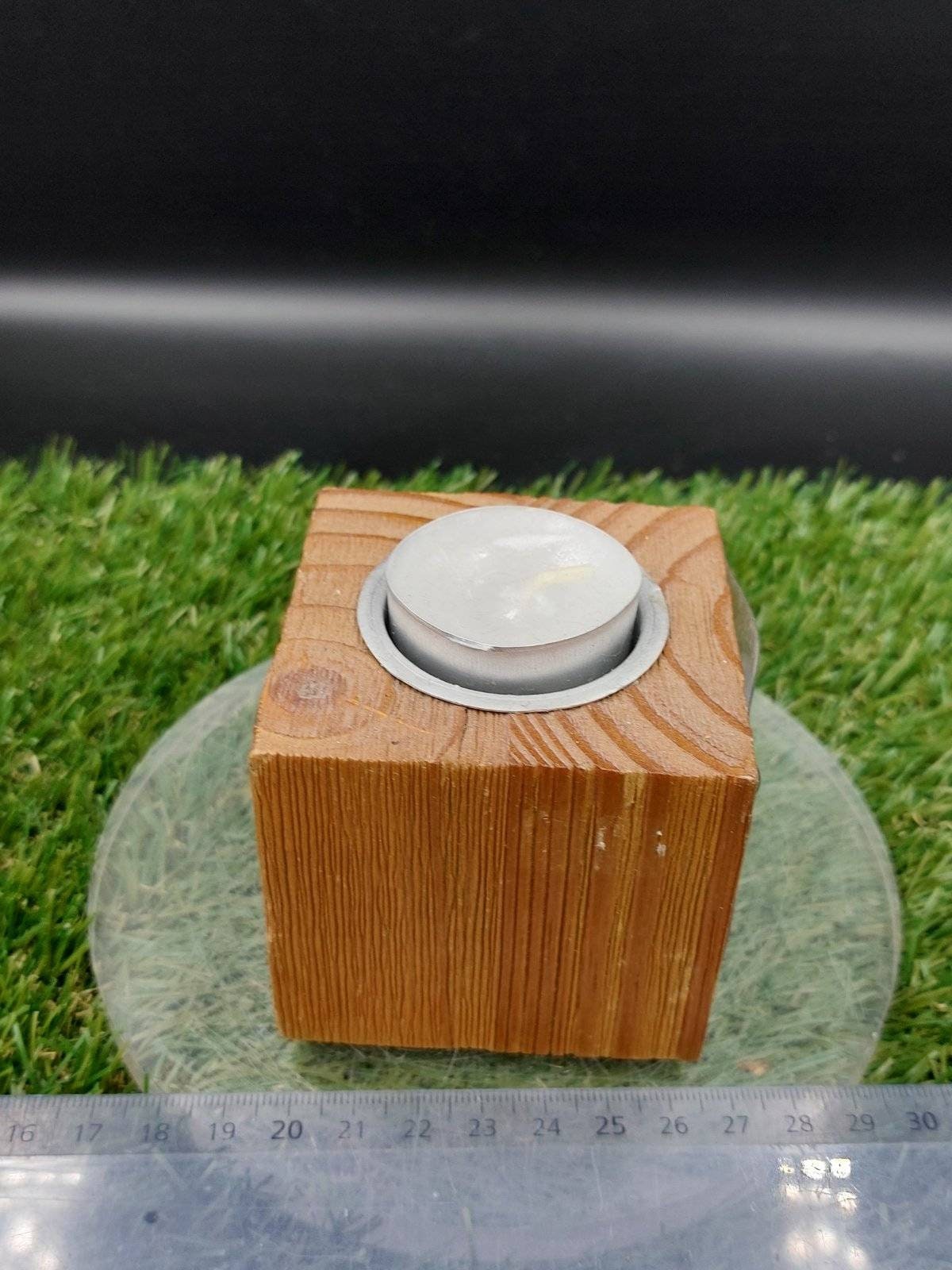 Wooden Candle Holder with Crystals - Crystal Decor- Metaphysical - Chakra Crystals