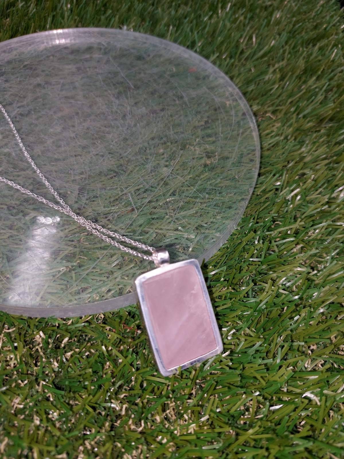 High Quality Crystal Pink Quartz Leopard Necklace Cabochon Cut Sterling Silver 925 Bezel Pendant