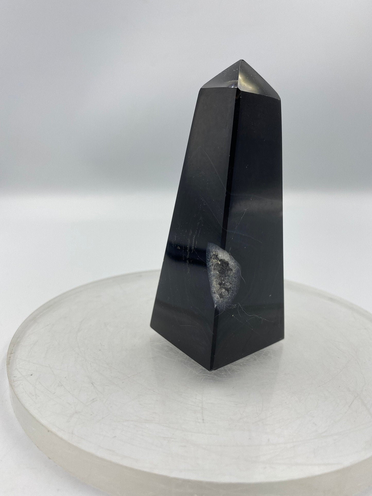 Black Tower Agate with Crystal Quartz - HEALING - UNIQUE - DECOR