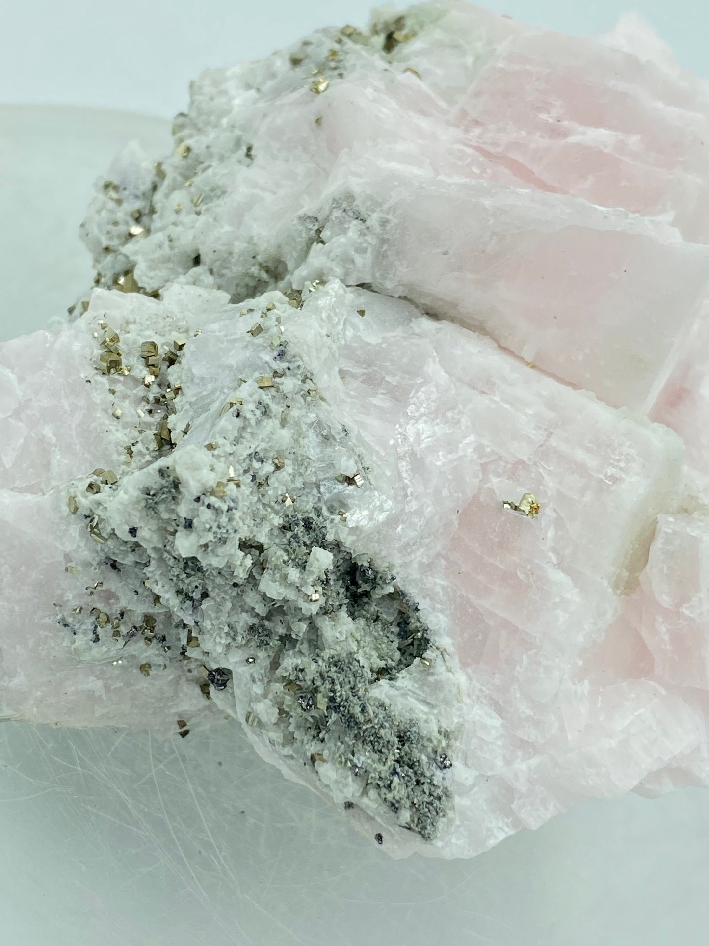 Pink Calcite and Pyrite Rough Mineral for HEALING and LOVE