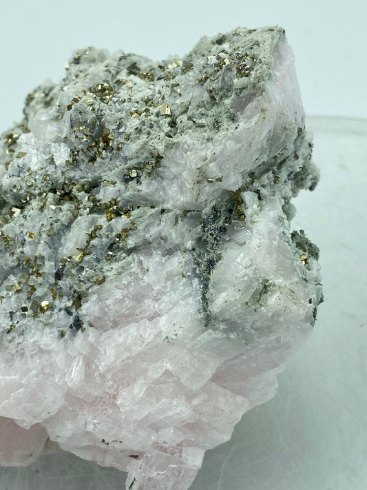 Pink Calcite and Pyrite Rough Mineral for HEALING and LOVE