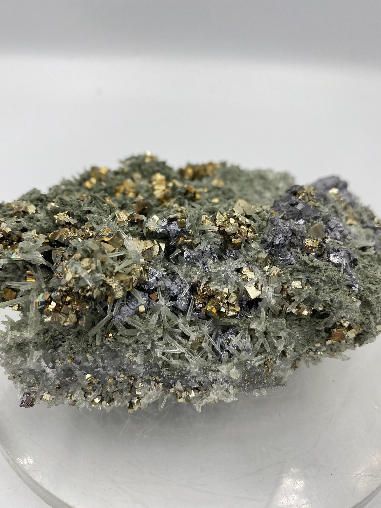 Galena with Pyrite cubes - Clear Quartz - chalcopyrite / Rough Mineral Stone