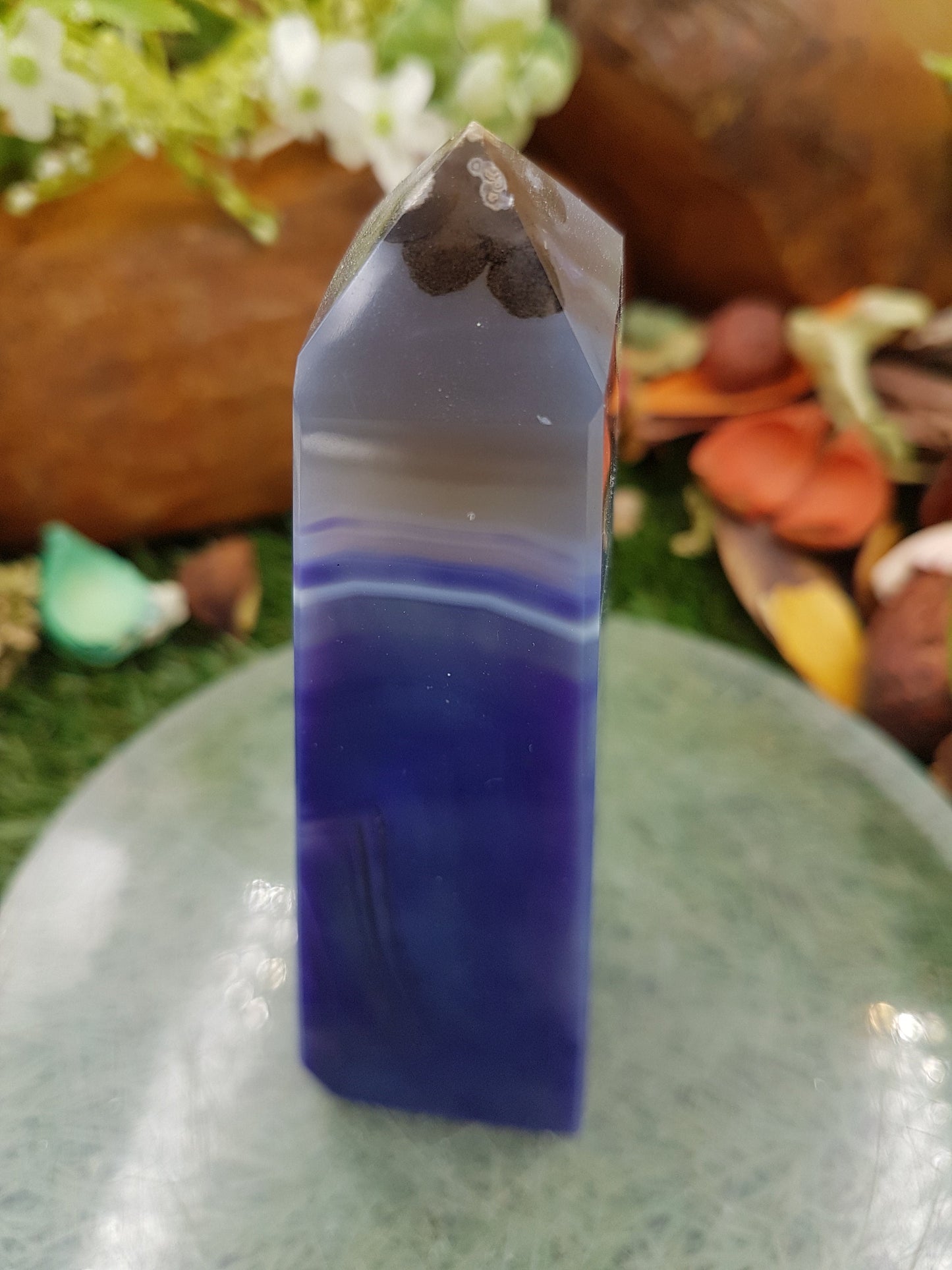 RARE Blue and White Tower Agate for HEALING, Protecting and Meditation