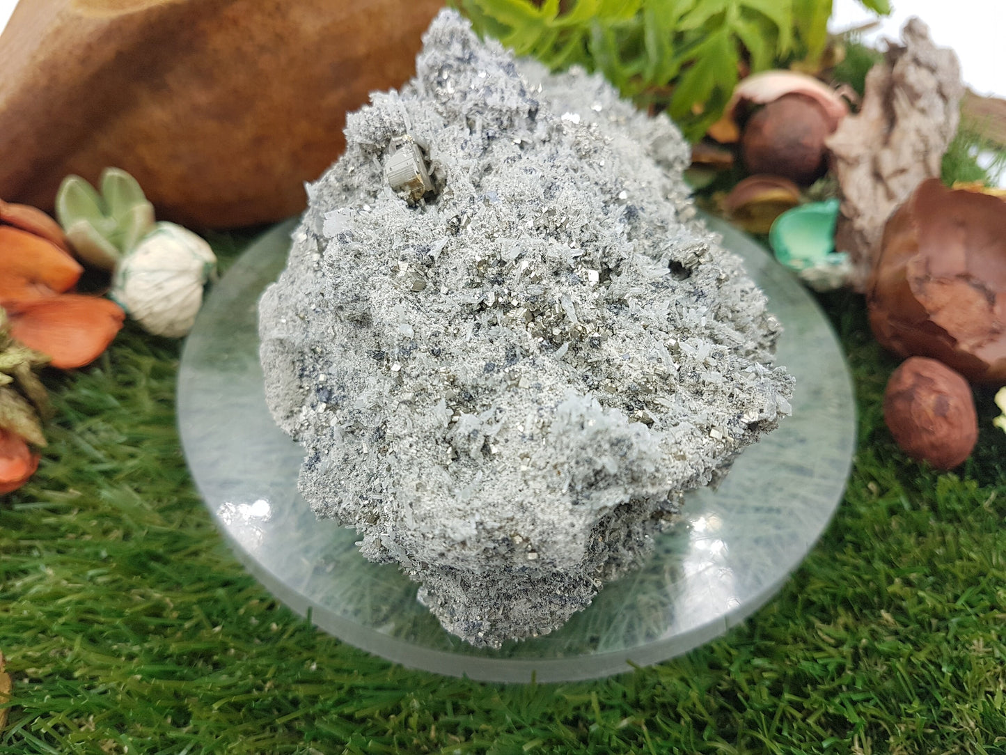 RARE Spikey Quartz with Pyrite Gold Cubes - Chalcopyrite - Calcite