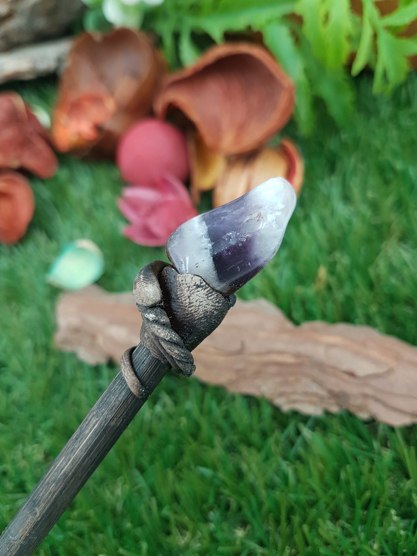 Natural Crystal Amethyst Zebra Wand -Fairy wand-Wizard wand-Nature Wand Healing Crystal Zodiac Mineral Stone