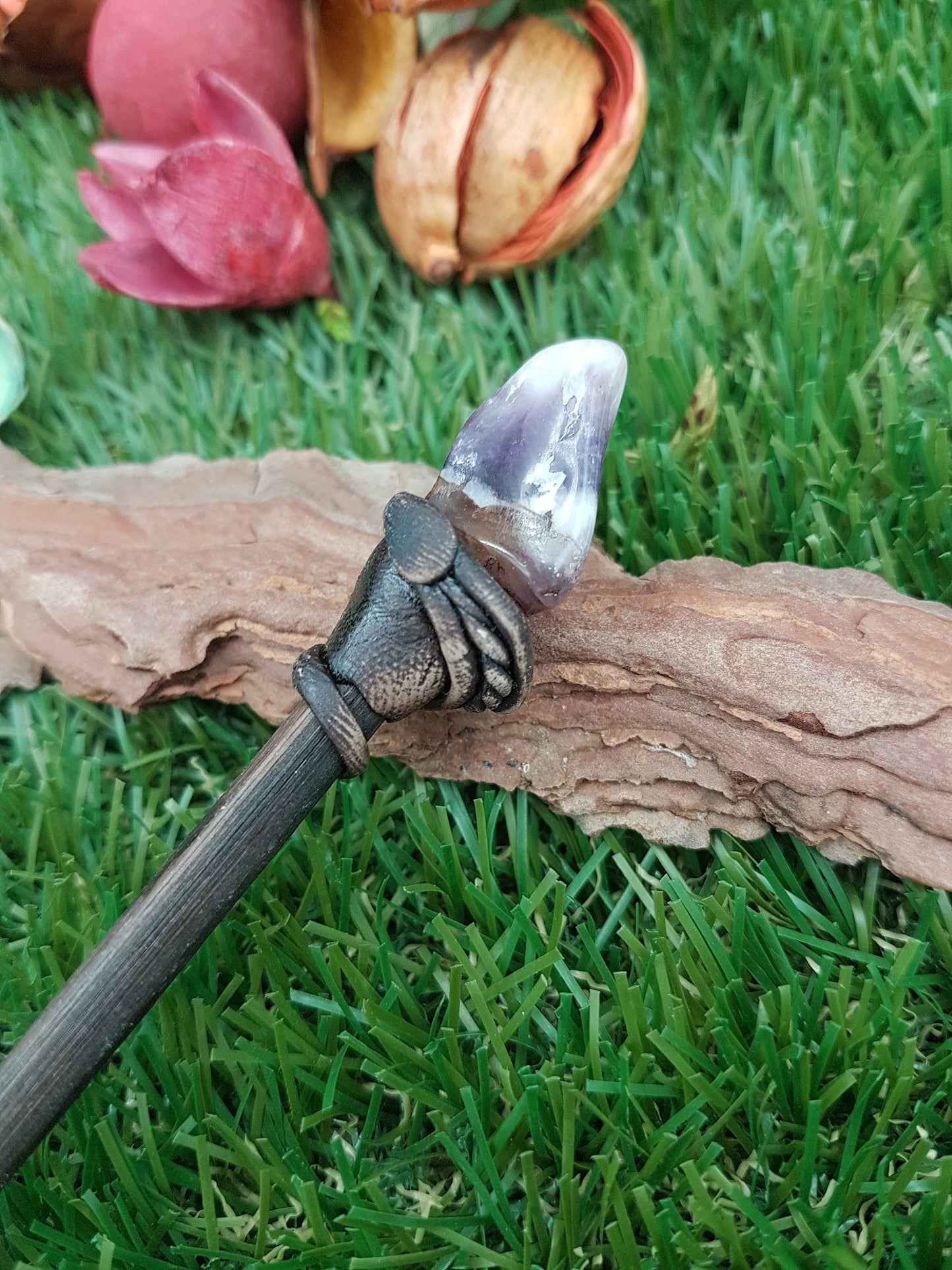 Natural Crystal Amethyst Zebra Wand -Fairy wand-Wizard wand-Nature Wand Healing Crystal Zodiac Mineral Stone