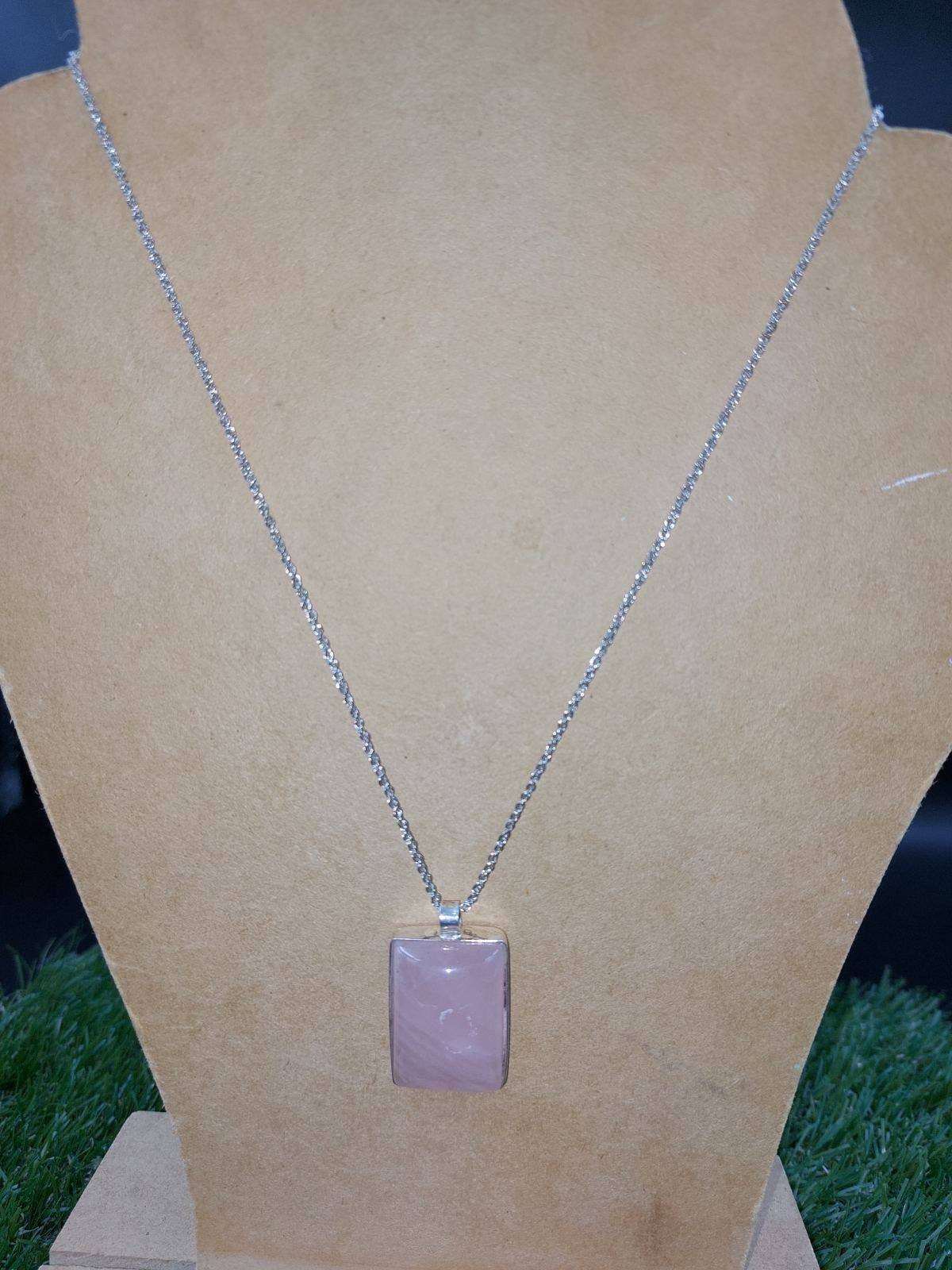 High Quality Crystal Pink Quartz Leopard Necklace Cabochon Cut Sterling Silver 925 Bezel Pendant