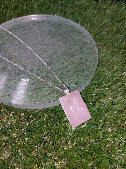 High Quality Crystal Pink Quartz Leopard Necklace Cabochon Cut Sterling Silver 925 Bezel Pendant