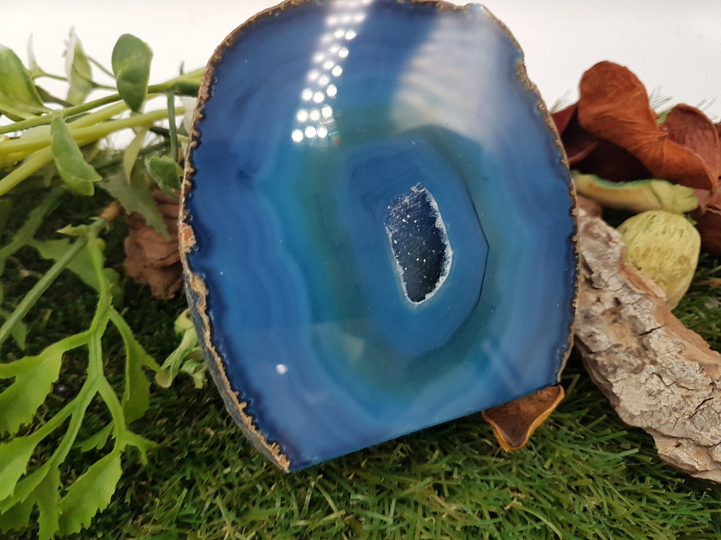 Blue Geody Agate with Crystal Quartz Cave perfect for Healing and Protection