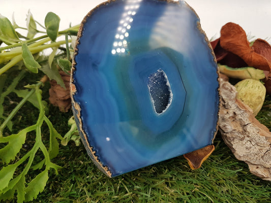 Blue Geody Agate with Crystal Quartz Cave perfect for Healing and Protection