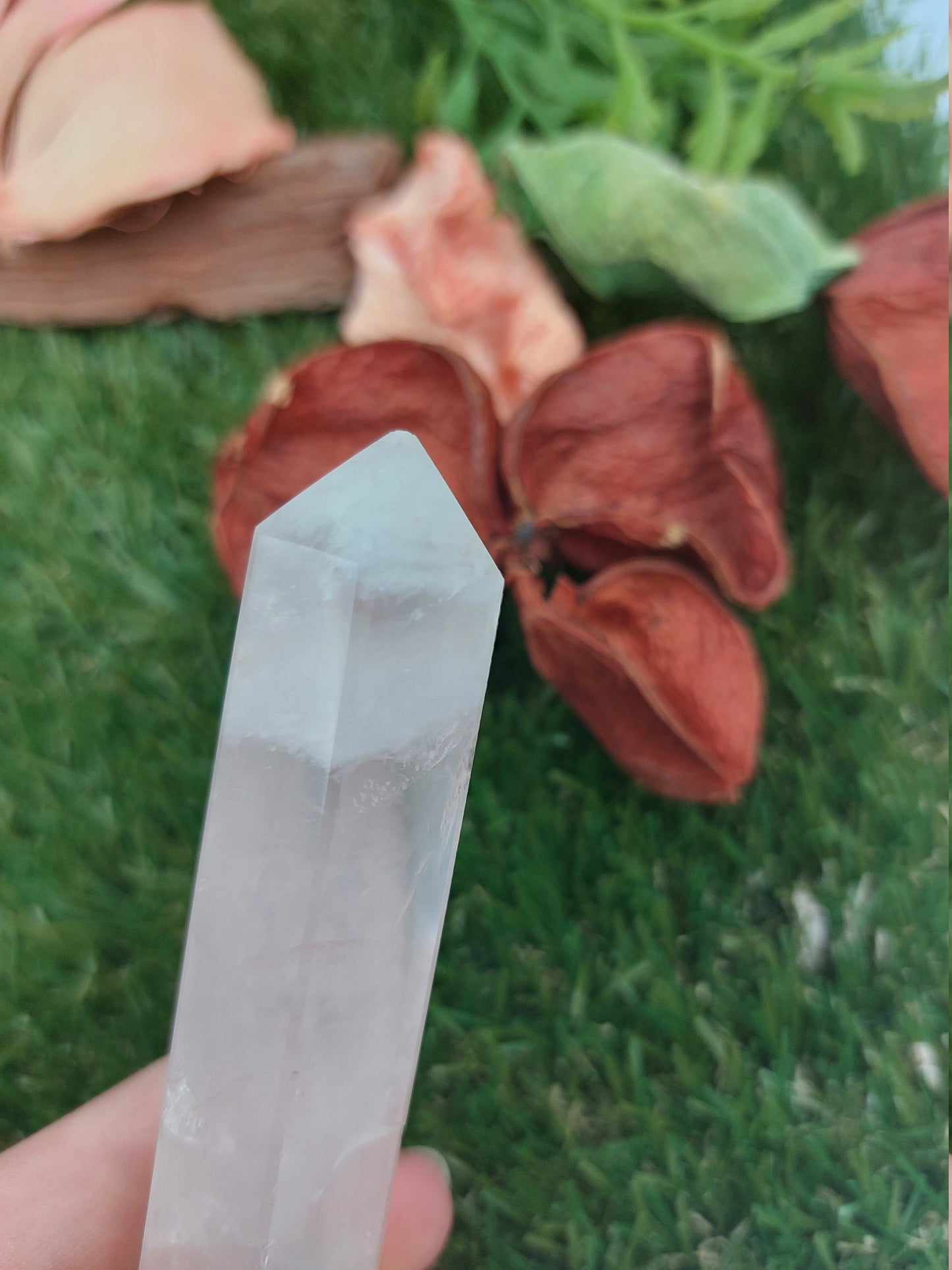 Natural Pink Quartz Crystal Wand - Yoni Massage