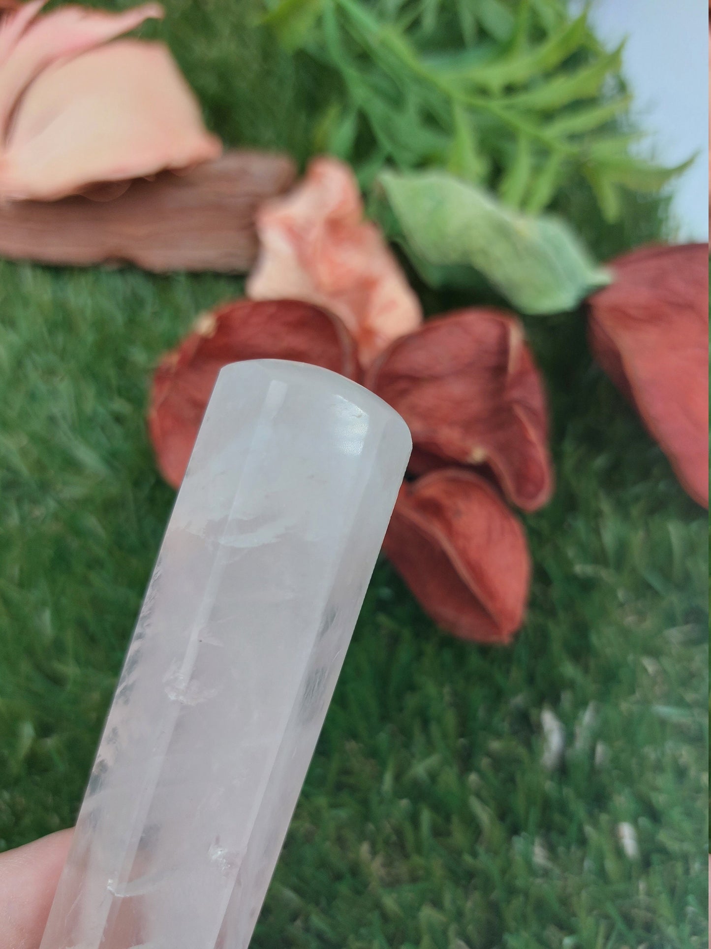 Natural Pink Quartz Crystal Wand - Yoni Massage