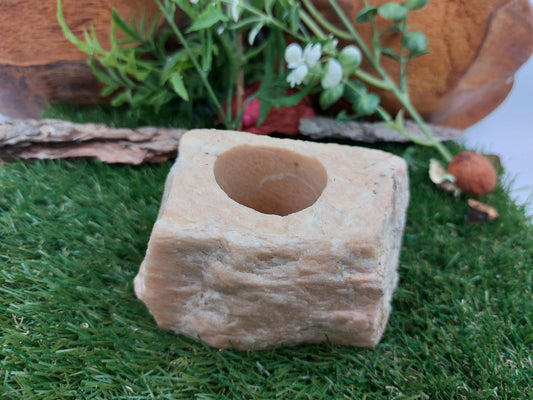 Natural Brown Jasper Candle Holder - Healing Crystal Zodiac Mineral Stone