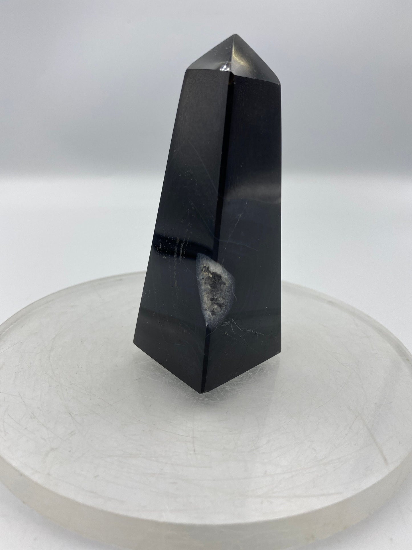 Black Tower Agate with Crystal Quartz - HEALING - UNIQUE - DECOR