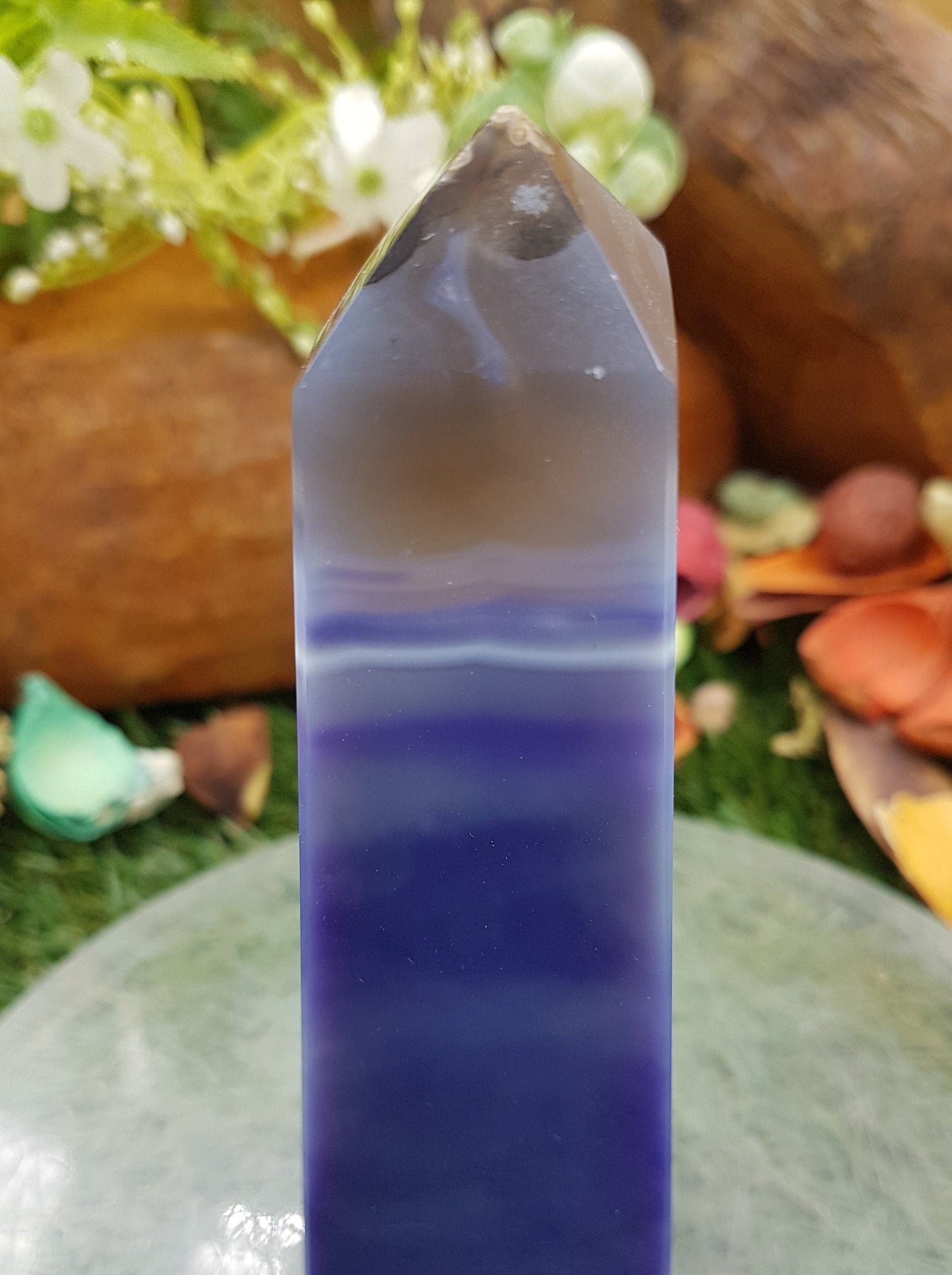 RARE Blue and White Tower Agate for HEALING, Protecting and Meditation