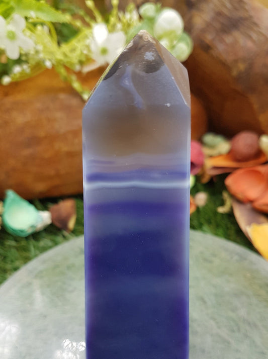 RARE Blue and White Tower Agate for HEALING, Protecting and Meditation