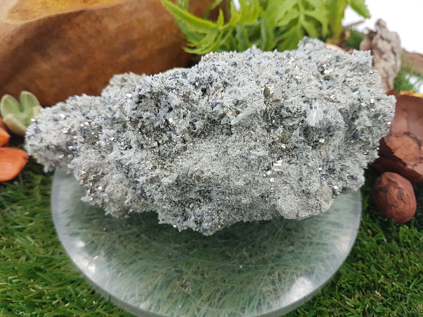 RARE Spikey Quartz with Pyrite Gold Cubes - Chalcopyrite - Calcite