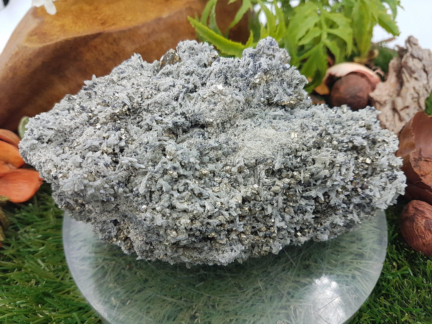 RARE Spikey Quartz with Pyrite Gold Cubes - Chalcopyrite - Calcite